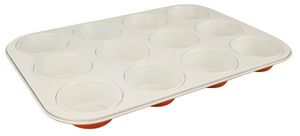 Dr. Oetker Muffinform 12 Stück DieMaus, eckige Backform, hochwertige Kuchenform aus Stahlblech, Form mit keramisch verstärkter Antihaftbeschichtung (Farbe: Maus-Orange/Creme)