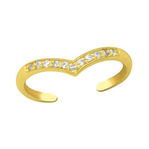 Zehenring Silber 925: Chevron Zehring gold mit Zirkonia