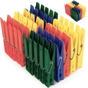 Deuba Wäscheklammern 100 Stück Kunststoff Extra Starke Feder mit Verzinktem Stahldraht Witterungsbeständig in 4 Farben