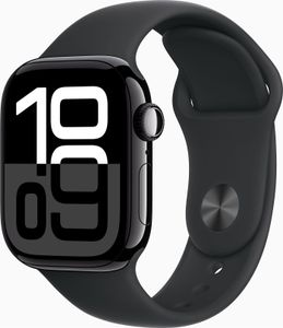 Watch Series 10 GPS + Cellular, 42 mm Aluminiumgehäuse Diamantschwarz, Sportarmband Schwarz - S/M
