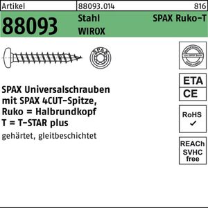 SPAX Universalschrauben - Halbrundkopf - T-STAR plus - 4CUT - 6,0x60 - 200 Stk