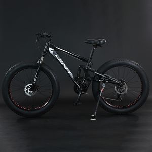 360Home Fat Bike Mountainbike Fahrrad vollgefedertes Fahrrad mit großem Reifen Fully 26 Zoll Schwarz 21Gang