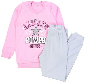 TupTam Kinder Mädchen Schlafanzug Set Langarm Pyjama Nachtwäsche 2-teilig, Farbe: ALWAYS Power Girls Rosa / Grau, Größe: 110