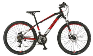 breluxx® 26 Zoll Mountainbike Aluminium FS Alaska Sport D2, Scheibenbremsen - schwarz rot , 21 Gang Shimano