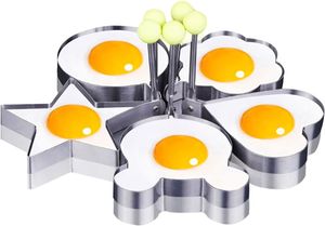5 Stück Omelett Mold aus Edelstahl Ei Rings Fried Egg Ringe Spiegelei Form Eierpfannkuchenringe für Spiegeleier Pfannkuchen Omelette Pancake