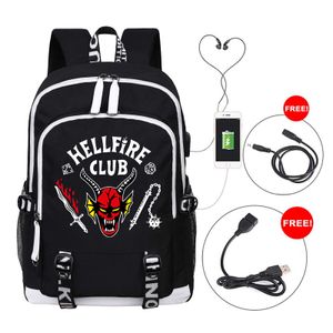 Schwarz Rucksäcke Hellfire Club Rucksack USB Backpack Studenttasche Schulrucksack Sportrucksack 31*45*16cm