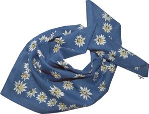 Trachtenhalstuch Trachtentuch Halstuch Edelweiß Nickituch Edelweißtuch ST6 Blau Jeans