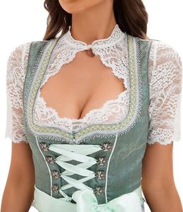 Dirndl Bluse Damen,Dirndl Bluse,Dirndlbluse Spitze,Dirndlbluse,Stehende Dirndlbluse mit Besonderen Aussparungen auf der Brust - Kurzarm Dirndl Bluse Trachtenbluse für Oktoberfest