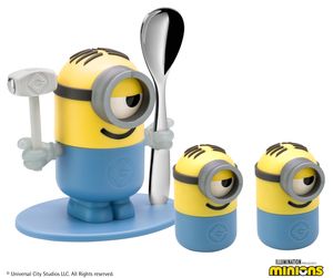 WMF Minions Eierbecher -Set 3-teilig, Becher mit Löffel, Salz und Pfefferstreuer, ab 3 Jahren, Kunststoff, bpa-frei