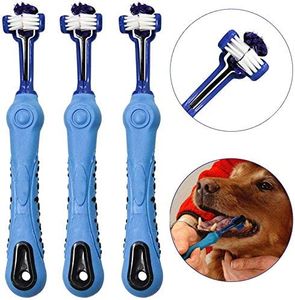 Hund Zahnbürste für Pet Dental Care – Triple Zahnbürste – Griff Design für einfache Oral Care Pflege (Blau)