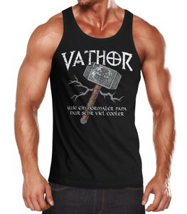Herren Tanktop cooler Papa Vathor Fun-Shirt Spruch lustig Thor Parodie Geschenk Papa Vatertag Achselshirt Moonworks® schwarz XXL