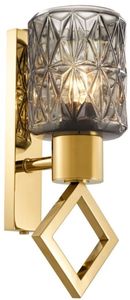 Casa Padrino Wandleuchte Gold 14 x 16 x H. 33,5 cm - Luxus Wandlampe mit Glas Lampenschirm
