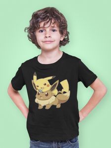 Organické dětské tričko Pokemon Evolie Pikachu Pika Eevee Komiksové tričko Anime Kids