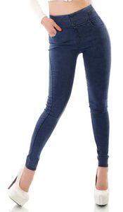 Figurbetonte High Waist Jeans mit Knopfleiste - blau Größe - S/M
