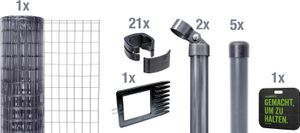 Alberts Fix-Clip Pro Gartenzaun, Höhe 122 cm, Länge 10 m, Zaun-Komplettset zum Einbetonieren, anthrazit Alberts Fix-Clip Pro Gartenzaun, Höhe 122 cm, Länge 10 m, Zaun-Komplettset zum Einbetonieren, anthrazit