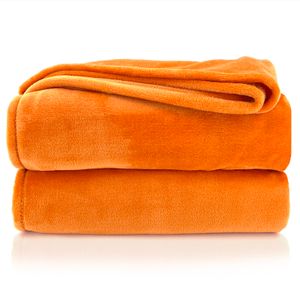 heimtexland ® Kuscheldecke SUPER SOFT Flanell Wohndecke XL Sofadecke Überwurf Uni Typ380 Orange 200 x 150 cm