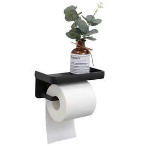 Toilettenpapierhalter, Kein Bohren mit 2 Befestigungsoptioneund Ablage, Wandmontage