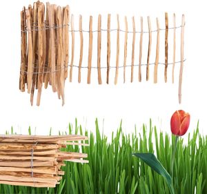 Ogrodzenia Wiklinowe Staketenzaun H:50 cm L:5m Lattenabstand 7-8 cm Gartenzaun Beetumrandung Haselnuss Holz Steckzaun Holzzaun Zaunelemente Rollzaun Rollboarder