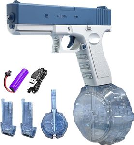 Elektrische Wasserpistole für Erwachsene und Kinder, One-Touch Automatische Wasserpistole, 420 + 110 Mal ununterbrochen feuern (Blau)