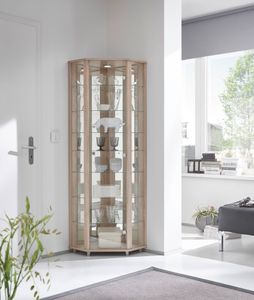 Eckvitrine Vitrinenschrank Glasvitrine Vitrine "Berlin II" Sonoma Eiche