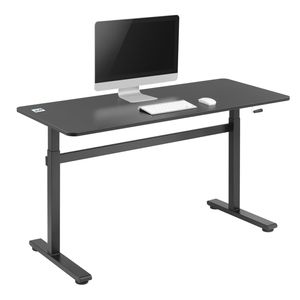 Sitz-Steh-Schreibtisch 140x60cm  Manuell Höhenverstellbarer Bürotisch max. 117cm   Ergonomischer Tisch Belastbar bis 40kg Schwarz