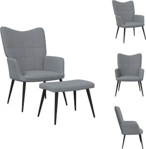vidaXL Fotel Relax z taboretem jasnoszary materiał - Fotel