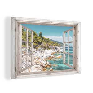 OneMillionCanvasses® Malba na plátně Nástěnná malba na plátně - Vista - Strom - Moře - 90x60cm