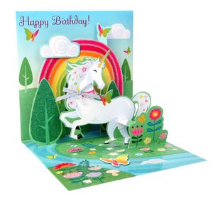 1 Treasures Pop-up Card Grußkarte Einhorn Happy Birthday Gutschein ca 13x13 cm