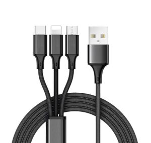 3 in 1 Lightning, USB Typ C & Micro USB Ladekabel für Apple iPhone, Samsung Galaxy und Xiaomi Redmi