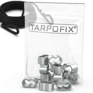Tarpofix® Würgeklemmen Quetschhülsen für Gummiseil & Expanderseil 8mm (10 Stk.) | Alu Pressklemmen für Anhänger Planenseil | nichtrostende & robuste Seilklemmen Presshülsen