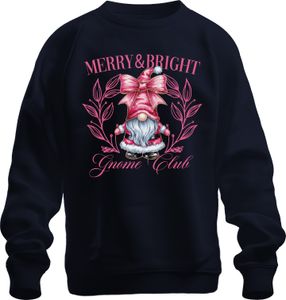 Merry & Bright Gnome Club Rosa - Weihnachten Xmas Christmas Uni pulóver, Navy, 3XL
