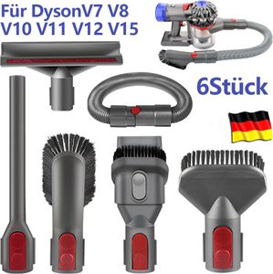 6 in1 Aufsatz Set Polsterdüse Bürste Fugendüse mit Verlängerungs-Schlauch für Dyson V7 V8 V10 V11 V12 V15