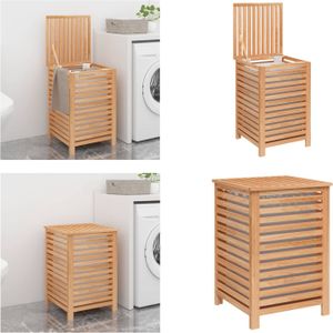 vidaXL Wäschekorb 45x45x65 cm Massivholz Nussbaum - Wäschekorb - Wäschekörbe - Wäschekorb Mit Deckel - Wäschebehälter