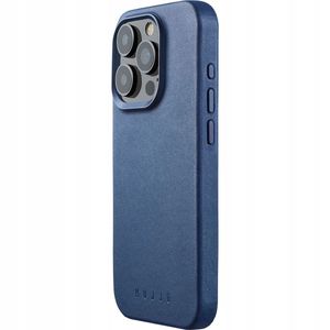 Mujjo Lederhülle mit MagSafe iPhone 15 Pro blau