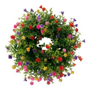 30CM Türkranz,Künstlicher Frühlings und Sommerkranz, Blumenkranz, bunt, für Haustür, Wand, Fenster und Bauernhaus Dekoration