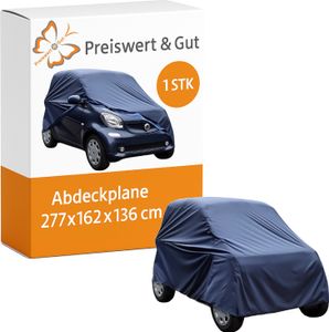 Autoabdeckung Winter für Kleinwagen und kompatibel für Smart ForTwo – Abdeckplane 277x162x136cm Frostschutz- und Windschutzscheibenabdeckung mit Aufbewahrungstaschefür Smart ForTwo
