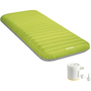 INTEX 64097NP - Luftbett - Dura-Beam Truaire inkl. USB-Luftpumpe (grün, 76x191x17cm) Luftmatratze Campingbett