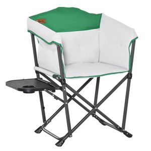 Outsunny Campingstuhl Klappstuhl Regiestuhl Tisch mit Getränkehalter Tragbar Oxford-Gewebe 83 x 64 x 90 cm Weiß+Grün