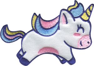 Einhorn springt - Aufnäher, Bügelbild, Aufbügler, Applikationen, Patches, Flicken, Zum Aufbügeln, Größe: 7,5 x 5,5 cm