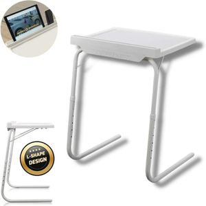 Starlyf® Table Express - Beistelltisch weiß, Couch Tisch, bis 25 kg Traglast, 18 Einstellmöglichkeiten, Halterung für Tablet & Smartphone