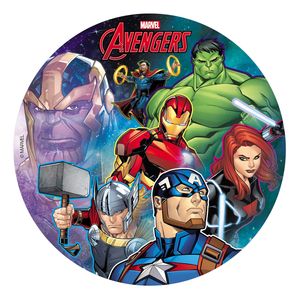 Dekora - 236038 Marvel Avengers Tortenaufleger aus zuckerfreiem Esspapier - 20 cm