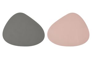 4 Stück Platzsets Stone 2-farbig Grau Rosa zum Wenden