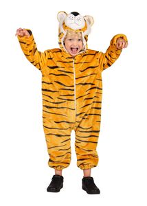 Tiger Kinderkostüm - Orange | Overall Tierkostüm Zoo Safari Größe: 128