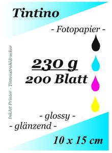 Tintino 200 Blatt Fotopapier 10 x 15 cm 230g/m² -einseitig glänzend-