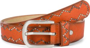 styleBREAKER Damen Nietengürtel Unifarben mit kleinen Nieten in Zacken Muster, Gürtel, Synthetikgürtel, kürzbar 03010114