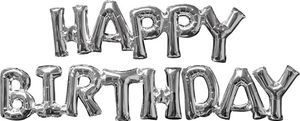 Folienballon Super Shape "Happy Birthday" | Silber