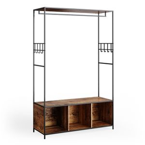 Vicco Kleiderschrank Fyrk, 119.5 x 189 cm, Eiche rustikal/Schwarz