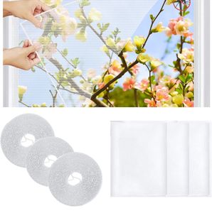 3 Stück Moskitonetze für Fenster, 130x150 cm Fliegengitter mit 3 Klettbändern, Selbstklebendes Fensternetz Insekten /Fliegen /Mückenschutz (weiß)