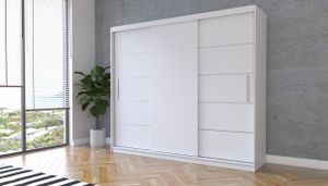 Šatní skříň s posuvnými dveřmi Šatní skříň s posuvnými dveřmi 250 cm Bílá/Bílá Alba
