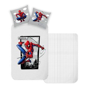 JACK Renforcé Wende Bettwäsche 2 tlg. 135x200cm Spiderman Marvel Disney Super Hero Grau Rot Reißverschluss